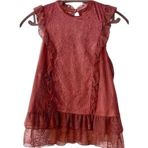 Express Blush Lace Ruffle Top Sz M Like New